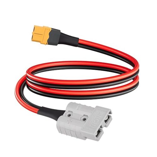 ELFCULB kabel 10AWG 0,61m Anderson SB50 Szybkie podłączanie/odłączanie akumulatora do kable z złączem XT60 żeński SB50-XT60 do akumulatora RC, paneli słonecznych i przenośnych stacji energetycznych