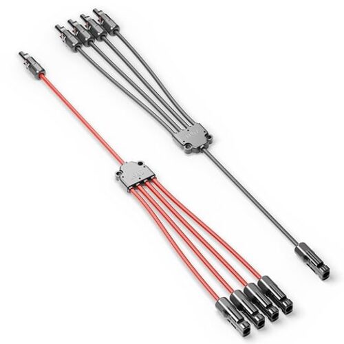 deleyCON Kabel słoneczny 4/1 adapter 6 mm² - złącze PV4 Y / model T IP68 1500 V (M/FFFF, F/MMMM) - do systemów i paneli słonecznych, fotowoltaiki, wtyczki PV (60 cm)