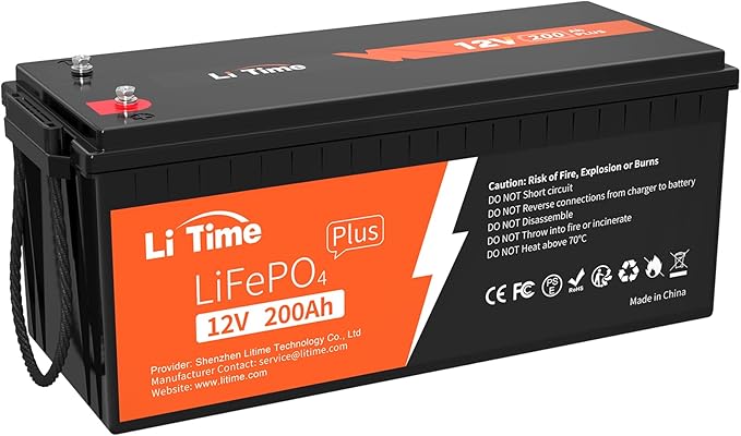 LiTime bateria Litowa 12V 200Ah PLUS, LiFePO4 Bateria z 200A BMS, Ponad 4000 Cykli, 10 Lat Żywotności, Akumulator Litowy LiFePO4 Odpowiedni Do Systemów Solarnych i Domowego Magazynowania Energii