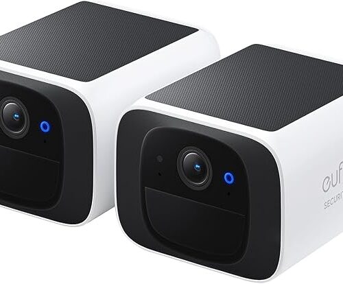 SoloCam S220 eufy Security kamera zewnętrzna bezprzewodowa zasilana energią słoneczną, kamera do ochrony domu o rozdzielczości 2K, Wi-Fi 2,4 GHz, kompatybilna z HomeBase S380 (2 szt.)