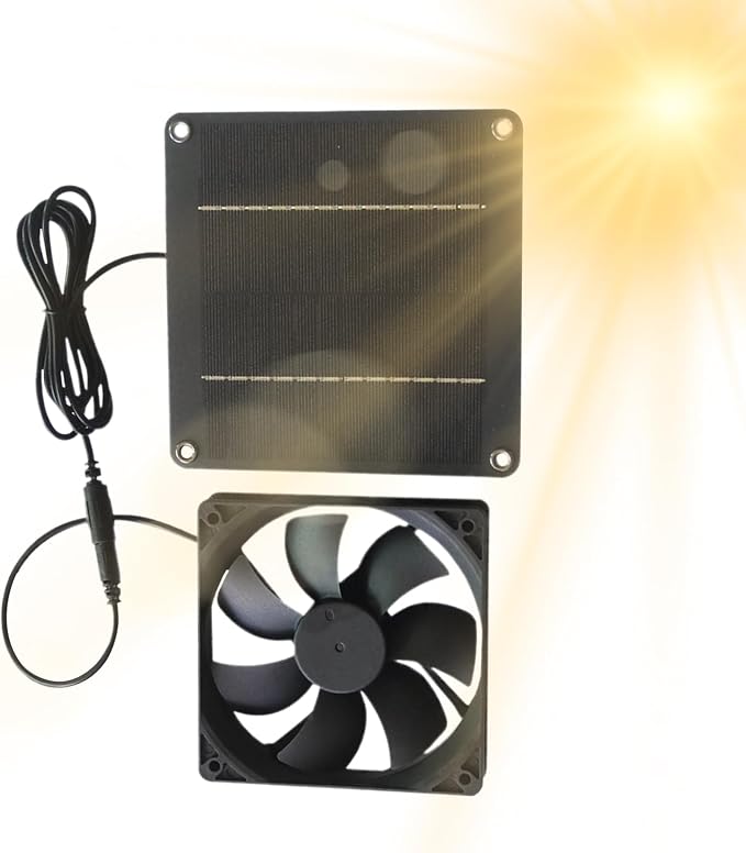 Wentylator Solarny Wywiewny 20W Wodoodporny Wentylator Na Panel Słoneczny | Wiatrak Do Dachu Strychu Domu Altany Garażu Szklarni Komórki Dla Zwierząt