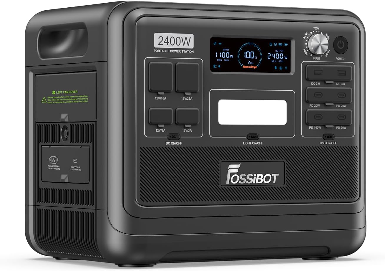 FOSSiBOT-Polska Przenośna Stacja Zasilania 2048 Wh LiFePO4, 3 wyjścia AC 2400 W, Magazyn Energii APPvay(Зарядна станція, 2048 Вт*год, 2400 Вт, аварійне живлення) - obrazek 2