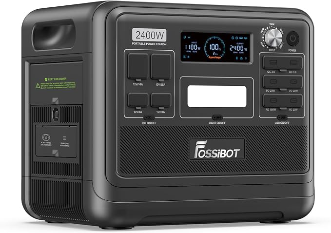 FOSSiBOT-Polska Przenośna Stacja Zasilania 2048 Wh LiFePO4, 3 wyjścia AC 2400 W, Magazyn Energii APPvay（Зарядна станція, 2048 Вт*год, 2400 Вт, аварійне живлення）