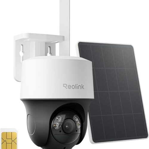 Reolink Kamera Zewnętrzna 4MP 4G LTE Bezprzewodowa, Obrotu i Pochylenia 360°, Automatycznym Śledzeniem, Wbudowaną Kartą SIM, Inteligentnym Wykrywaniem, Go PT S Lite+Panel Słoneczny