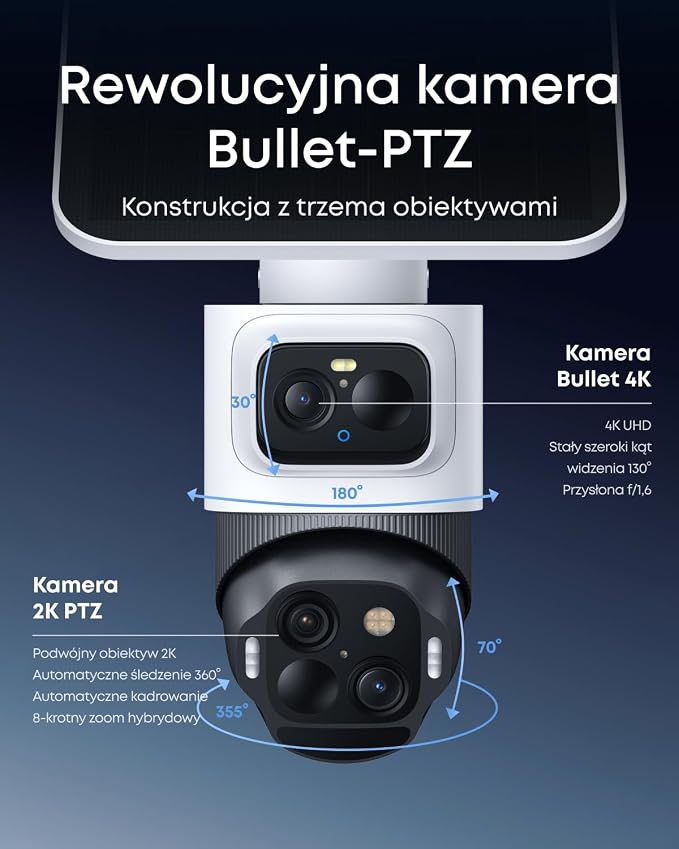 eufy bezprzewodowa kamera do monitoringu S4, 4K, PTZ, 3 obiektywy | bezprzewodowa, solarna, 4K UHD, 3 obiektywy PTZ, AI, 8× zoom, bez opłat miesięcznych - obrazek 3