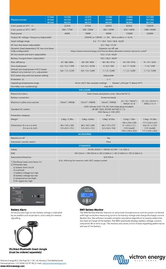 Victron Energy Phoenix 500 VA 12 V 230 V AC falownik sinusoidalny (Wielka Brytania) - obrazek 4