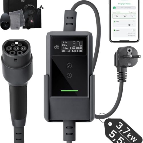 dé Ładowarka samochodowa elektryczna APP 3,7 kW 5,5 m 6-16 A, przenośna elektryczna ładowarka samochodowa typu 2 Schuko z LCD, kabel do ładowania samochodu elektrycznego, kolumna ładująca do modelu 3