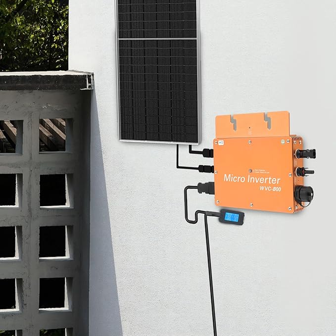 800 W falownik mikrofalowy do elektrowni balkonowej, wyświetlacz LCD, falownik solarny 22-50 VDC, wyjście 230 V AC, do użytku domowego i komercyjnego, aluminiowa obudowa - obrazek 4