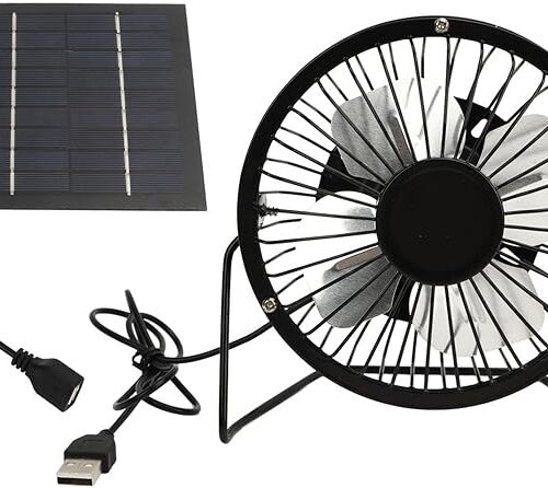Wentylator Słoneczny do Outdoor, 5 W Wentylator Zasilany energią słoneczną USB Wentylator Wydechowy Wentylator Outdoor Wyspanie 360 ​​stopni Regulowany Panelu Słoneczne Wachlarz