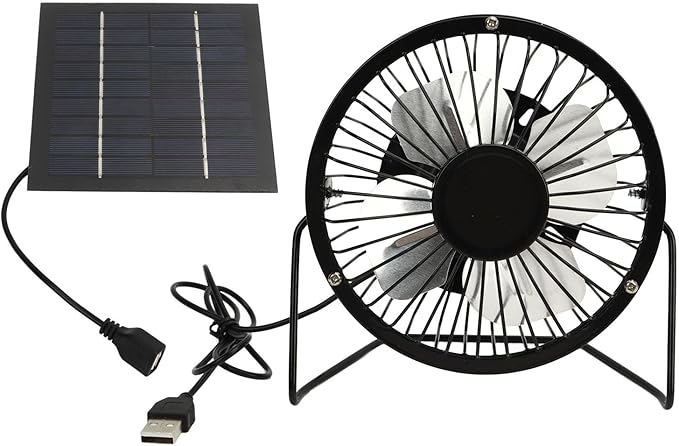 Wentylator Słoneczny do Outdoor, 5 W Wentylator Zasilany energią słoneczną USB Wentylator Wydechowy Wentylator Outdoor Wyspanie 360 stopni Regulowany Panelu Słoneczne Wachlarz