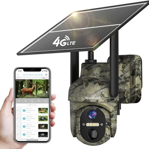 Lemnoi 4G LTE kamera monitoringu z czujnikiem ruchu, baterią, kamerą Wildlife z kartą SIM, zewnętrzną kamerą monitorującą 2K z kolorową wizją nocną, detekcją PIR, wodoodporną