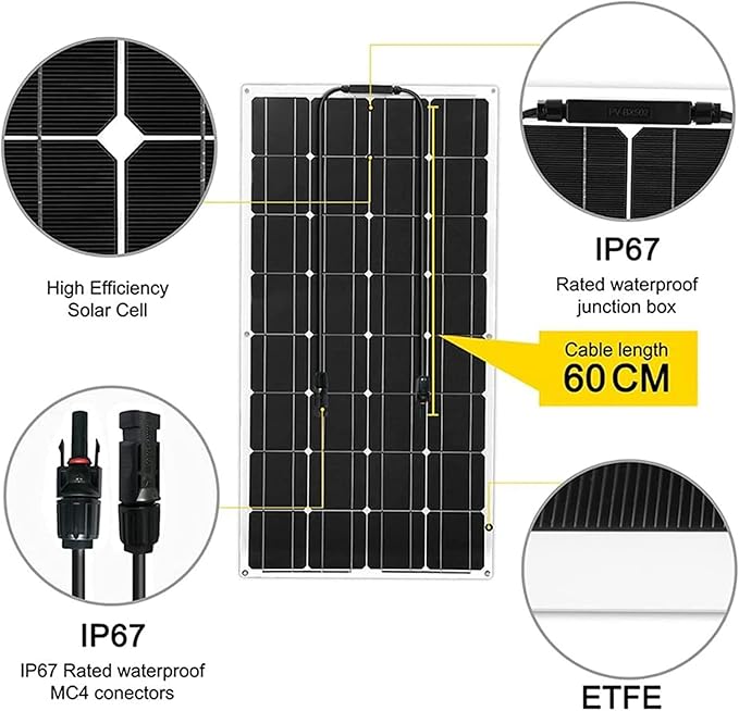 18V 2x300W 4x300W 6x300W Elastyczne panele słoneczne 600w Zestaw systemu solarnego Monokrystaliczny moduł ogniw słonecznych 12v 24v 40A do ładowarki akumulatorów poza siecią RV łódź przyczepa kempin - obrazek 6