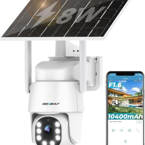 GENBOLT 2K AOV Kamera Zewnętrzna WiFi Solarna, Nagrywanie 24/7 | Kamera monitorująca PTZ 360°, 2,4/5GHz, Wykrywaniem AI 90FT, Automatyczne Śledzenie, Komunikacja Dwukierunkowa, IP66