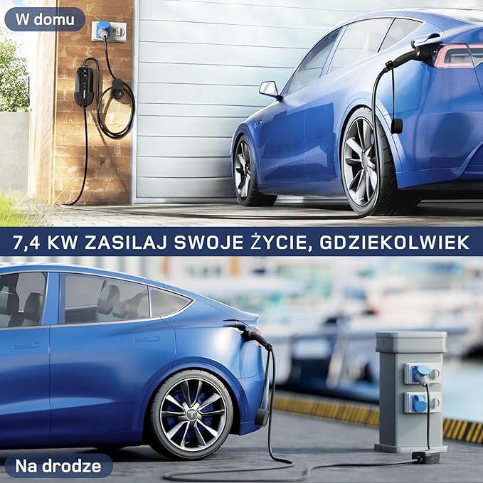 dé Ładowarka samochodowa elektryczna 7,4 kW, ładowarka pojazdu elektrycznego 32 A, 8m, 6–32 A, ładowarka i stacja ładująca do modeli 3/Y i innych EV/PHEV - obrazek 5