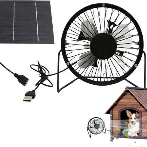 Solarny Wentylator do Szklarni Przenośna Cyrkulacja Powietrza 5W Chłodzenie | Solarny Wentylator Zewnętrzny dla Psiej Budy Kurnika Szklarni Szopy Pomieszczenia Magazynowego Kabiny Zamkniętej