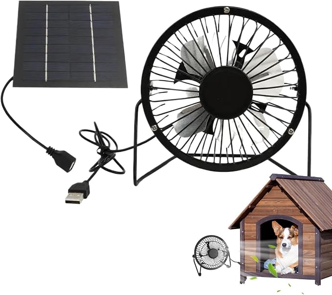 Solarny Wentylator do Szklarni Przenośna Cyrkulacja Powietrza 5W Chłodzenie | Solarny Wentylator Zewnętrzny dla Psiej Budy Kurnika Szklarni Szopy Pomieszczenia Magazynowego Kabiny Zamkniętej
