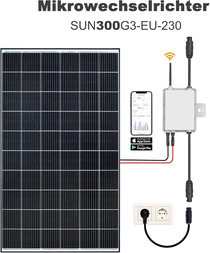 enjoy solar Deye falownik mikrofalowy, DC 20 V-60 V na AC 220 V-230 V, wbudowany moduł WiFi, stopień ochrony IP67, idealny do elektrowni balkonowych i mini instalacji PV (SUN300G3-EU-230) - obrazek 4