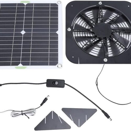 Solarny wentylator wyciągowy 100 W, 34,3 cm, wentylator solarny zasilany panelem słonecznym, dla psa, kurczaka, szklarni, kampera