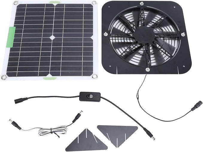 Solarny wentylator wyciągowy 100 W, 34,3 cm, wentylator solarny zasilany panelem słonecznym, dla psa, kurczaka, szklarni, kampera