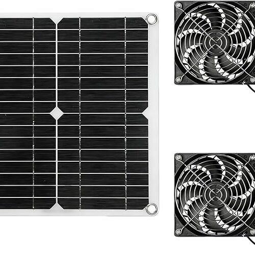 Wentylator solarny 12 W, solarny wentylator wyciągowy, zasilany panelem olarowym, podwójny wentylator, panel słoneczny, zasilany wentylatorem do małych kurników, szklarni, szop, domów dla zwierząt