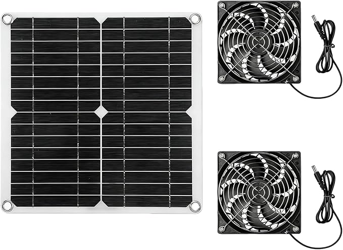 Wentylator solarny 12 W, solarny wentylator wyciągowy, zasilany panelem olarowym, podwójny wentylator, panel słoneczny, zasilany wentylatorem do małych kurników, szklarni, szop, domów dla zwierząt