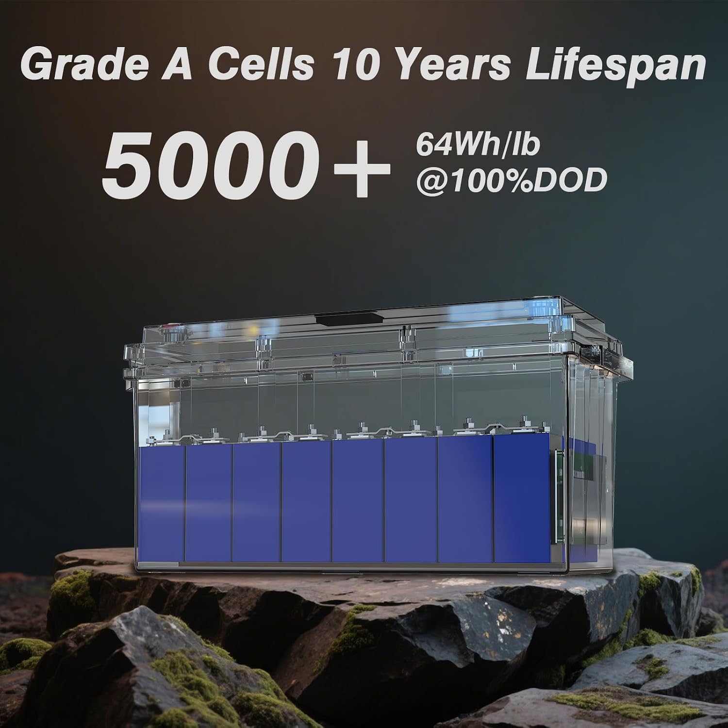 24V 100Ah LifePO4, Klasa A Akumulator Litowy z 100A BMS 10000 Głęboki Cykl Bateria LiFePO4 z LCD Idealny do Przyczepy Turystycznej, Off-Grid, RV, Systemu Solarnego, Łódźi, Kampera - obrazek 4