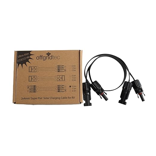 Offgridtec Płaski kabel PV-do-PV 4 mm², super płaski kabel solarny z wysokiej jakości wtyczkami, połączenie Plug & Play 40 A do modułów solarnych, stacji zasilających i falowników (0,5 m)