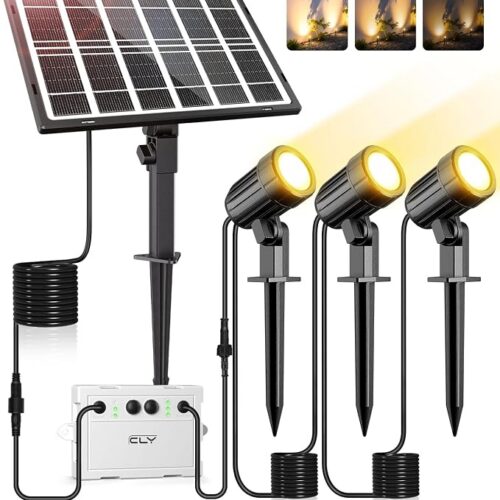 CLY Zewnętrzny reflektor solarny Ciepła biel, zewnętrzny reflektor solarny 2 tryby dynamiczne 3 jasności Zewnętrzna lampa solarna Ogród 5000mAh Zewnętrzne oświetlenie solarne P66 na ścieżkę 3 w 1