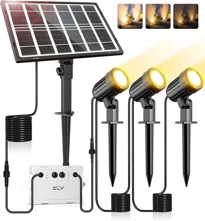 CLY Zewnętrzny reflektor solarny Ciepła biel, zewnętrzny reflektor solarny 2 tryby dynamiczne 3 jasności Zewnętrzna lampa solarna Ogród 5000mAh Zewnętrzne oświetlenie solarne P66 na ścieżkę 3 w 1