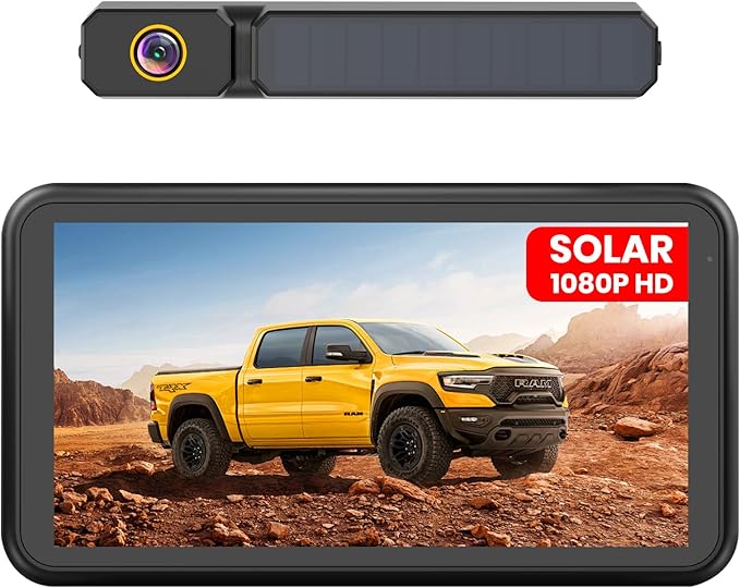 Foxpark Kamera solarna do cofania bez przewodów: szybka instalacja 2 minuty, HD 1080P, 5-calowy monitor, widzenie nocne, IP69K, wodoodporna