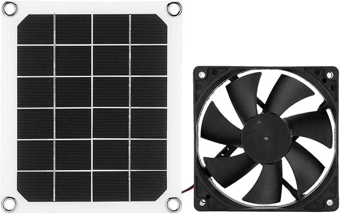 Wentylator solarny, 10 W, 4,7", zestaw wentylatorów zasilanych energią słoneczną, IP67, wodoszczelny, zasilany energią słoneczną, wentylator ssący do kurników, szklarni, domków dla zwierząt, małych