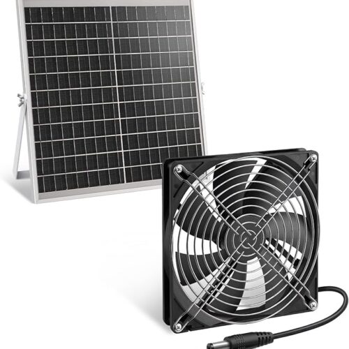 Wentylator solarny, 12 W, odporny na warunki atmosferyczne, panel słoneczny z wentylatorem DC do małych kurników, szklarni, szop, domków dla zwierząt domowych, dopływu lub wywiewu
