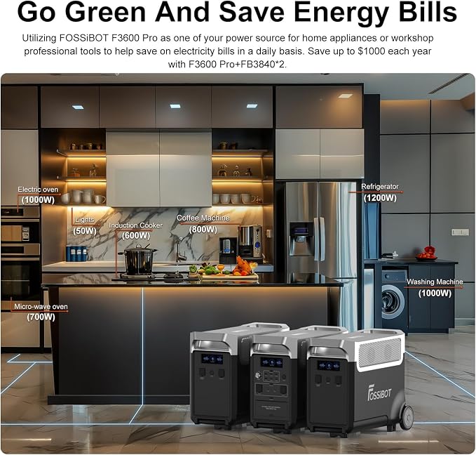 FOSSiBOT-Polska F3600 Pro VAT 23% Przenośna stacja zasilania Power Station z 3840Wh Baterią Wyjście 3600W Solar generator do użytkowania na kempingu, 5-letnia gwarancja - obrazek 4
