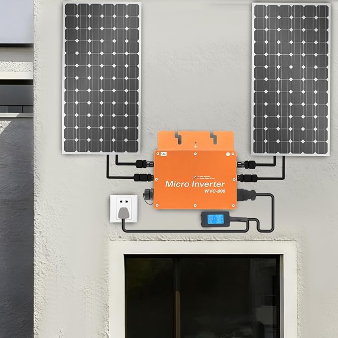 800 W falownik mikrofalowy do elektrowni balkonowej, wyświetlacz LCD, falownik solarny 22-50 VDC, wyjście 230 V AC, do użytku domowego i komercyjnego, aluminiowa obudowa - obrazek 3