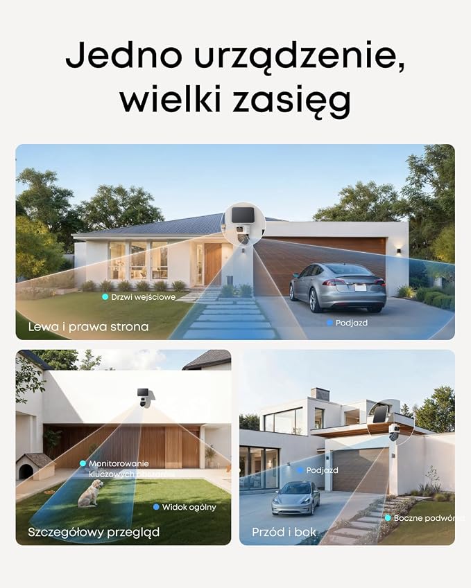 eufy bezprzewodowa kamera do monitoringu S4, 4K, PTZ, 3 obiektywy | bezprzewodowa, solarna, 4K UHD, 3 obiektywy PTZ, AI, 8× zoom, bez opłat miesięcznych - obrazek 4