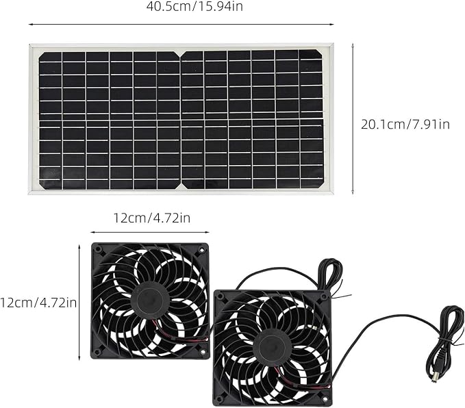 Wentylator Solarny 16W Energooszczędna Cicha Wentylacja | Wentylator wyciągowy zasilany energią słoneczną na zewnątrz do Stodoły, Patio, Podwórka, Kampera, Szopy, Garażu, Warsztatu - obrazek 6