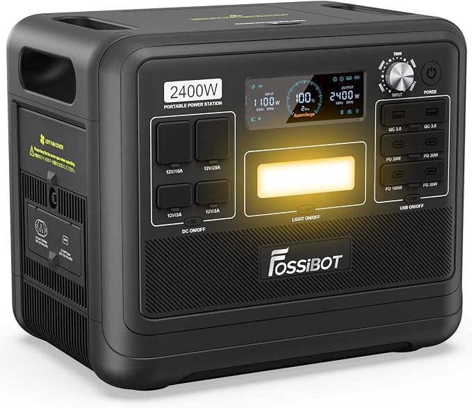 FOSSiBOT - POLSKA F2400, Przenośna stacja zasilająca 2048 Wh/2400W LiFePO4 UPS Generator słoneczny, 5-letnia gwarancja
