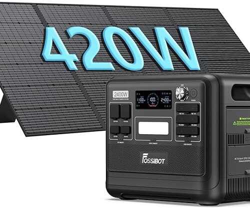 FOSSiBOT F2400 Przenośny generator elektryczny paneli słonecznych 420 W, 2048 Wh LiFePO4 Generator solarny AC 2400W APP XT90, stacja zasilania, stacja kempingowa,