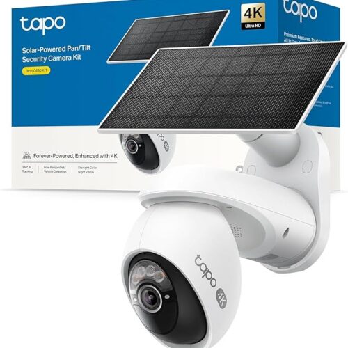 Tapo C660 KIT 4K 360° solarna kamera do monitoringu zewnętrznego, akumulator 10000 mAh, noktowizor, dwuzakresowa sieć Wi-Fi, wykrywanie sztucznej inteligencji, alarm światła i dźwięku, lokalne