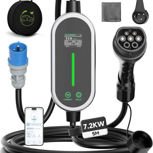 Ładowarka samochodowa elektryczna 7,2 kW, 5M kabel do ładowania samochodu elektrycznego typu 2, 6-32A regulowany prąd Ładowarka samochodowa WiFi, przenośna ładowarka Wallbox do EV i PHEV, IEC