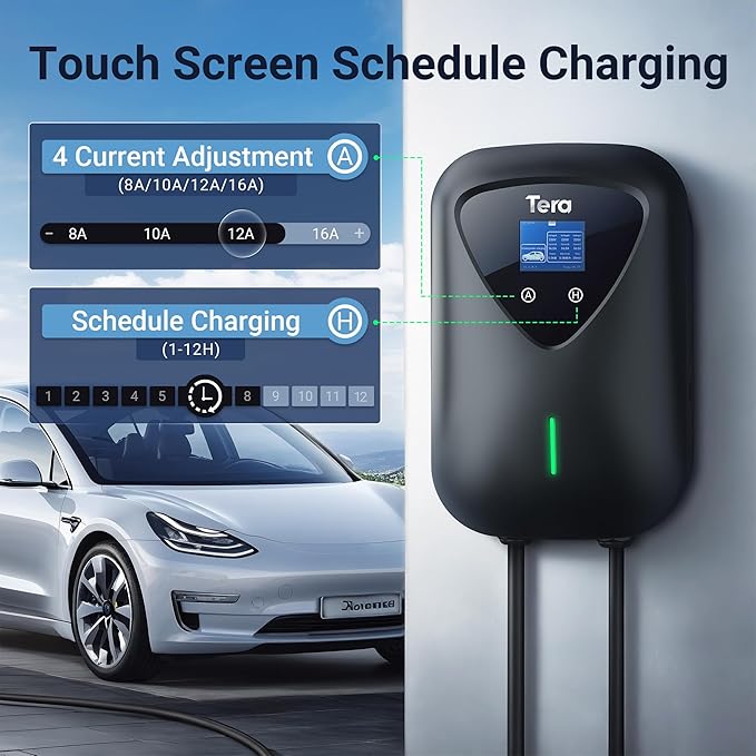 Tera Ładowarka EV typu 2-11 KW, domowa stacja ładująca, do samochodów elektrycznych, z uchwytem na kabel ładujący, kabel do ładowania, 3-fazowy wtyk CEE, 16 A, 5-pinowy, kabel 6,5 m do - obrazek 2
