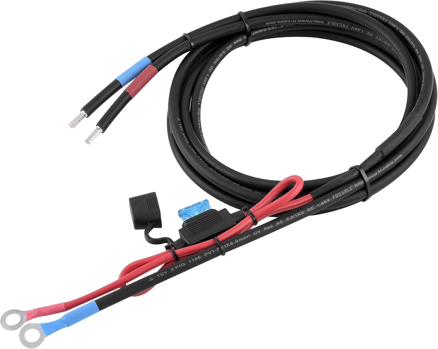 enjoy solar® 6 mm² 1,5 m kabel do akumulatora solarny regulator ładowania i bateria z bezpiecznikiem 15 A oczka oczkowe M8 (bezpiecznik 1,5 m M8 15 A) - obrazek 2