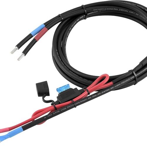 enjoy solar® 6 mm² 1,5 m kabel do akumulatora solarny regulator ładowania i bateria z bezpiecznikiem 15 A oczka oczkowe M8 (bezpiecznik 1,5 m M8 15 A)