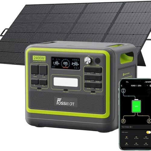 FOSSIBOT-Polska Elektrownia stacja zasilania F2400 paneli słonecznych 420 W, 2048Wh 2400W APP XT90, stacja kempingowa, podróż, szybkie płukanie 1,5 godziny, 5 letnia gwarancja producenta