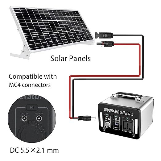 YACSEJAO Złącze panelu słonecznego do DC 5,5 x 2,1 mm, kabel przedłużający Power Extension, 16 AWG, panel słoneczny do kabla do ładowania DC, ładowarka do paneli słonecznych i przenośnego generatora - obrazek 2