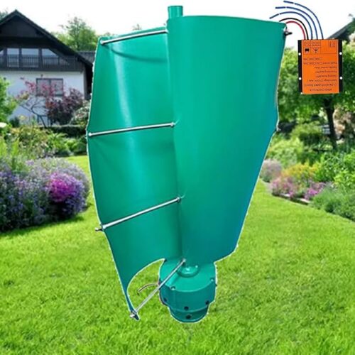 Mieszkalna pionowa turbina wiatrowa, generator wiatru 14000 W 12 V/24 V/48 V, 2-łopatowa magnetyczna oś lewitacji z kontrolerem do altany, chat i domków mobilnych(turkusowy, 12 V