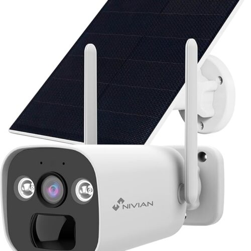 NIVIAN-Aparat Nadzoru Bullet 4G(SIM)+Panel Słoneczny 5W-Bateria Długa żywotność 10400mAh-2K-Wykrywanie Ruchu i Ludzi-Przyjazny Zewnętrzny-Night Vision+Leds-Dwukierunkowy Audio-App EseeCloud
