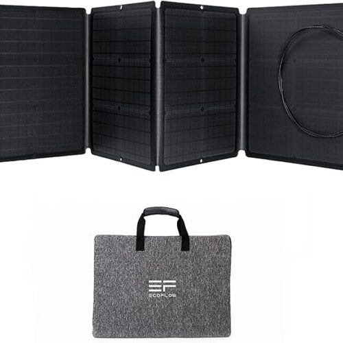 Przenośny panel słoneczny EF ECOFLOW 160W do elektrowni, składana ładowarka słoneczna z możliwością łączenia w łańcuch z regulowaną podpórką, wodoodporność IP67 do zewnętrznego systemu kempingowego | Ogniwa typu N, sprawność do 25% Regulowany uchwyt, kabel XT60 w zestawie i ochrona IP68