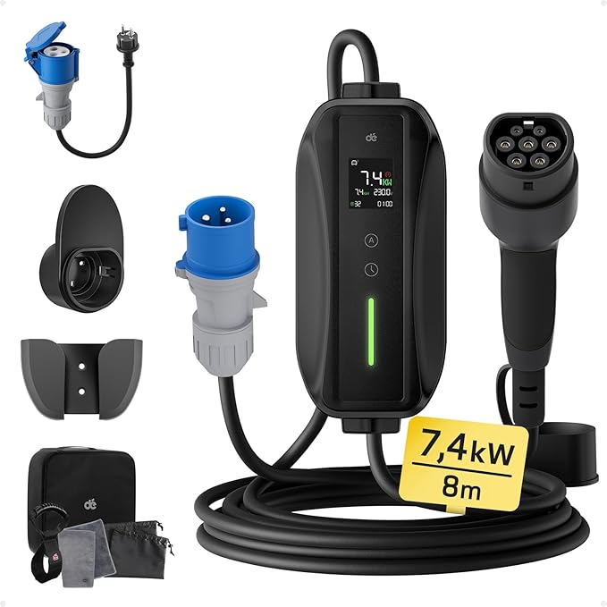 dé Ładowarka samochodowa elektryczna 7,4 kW, ładowarka pojazdu elektrycznego 32 A, 8m, 6–32 A, ładowarka i stacja ładująca do modeli 3/Y i innych EV/PHEV