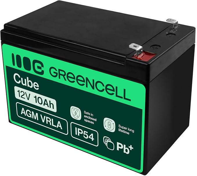 Green Cell AGM 12 V 10 Ah akumulator z włókniny VRLA akumulator ołowiowo-żelowy, odporny na cykle Unbemann UPS USV, zasilanie awaryjne w systemie UPS | Do kosiarek, systemów alarmowych i przeciwpożarowych, kamer monitorujących oraz systemów telekomunikacyjnych - obrazek 4